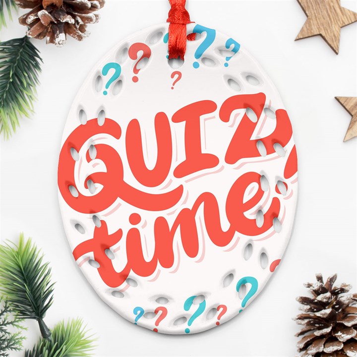 Question Mark Quiz Time Oval Filigree Ornament (Two Sides)