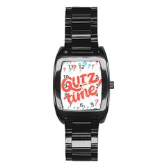 Question Mark Quiz Time Stainless Steel Barrel Watch