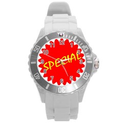 Special Sale Spot Red Yellow Polka Round Plastic Sport Watch (l) by Mariart