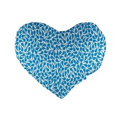 Pattern Blue Standard 16  Premium Flano Heart Shape Cushions by Mariart