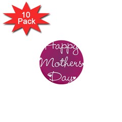 Valentine Happy Mothers Day Pink Heart Love 1  Mini Buttons (10 Pack) 