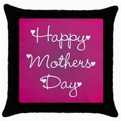 Valentine Happy Mothers Day Pink Heart Love Throw Pillow Case (black) by Mariart