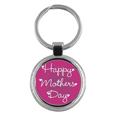 Valentine Happy Mothers Day Pink Heart Love Key Chains (round)  by Mariart