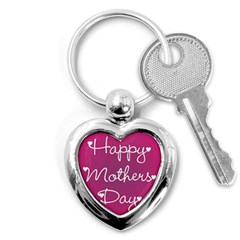 Valentine Happy Mothers Day Pink Heart Love Key Chains (heart)  by Mariart