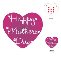 Valentine Happy Mothers Day Pink Heart Love Playing Cards (heart)  by Mariart