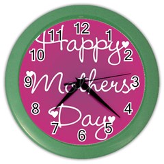 Valentine Happy Mothers Day Pink Heart Love Color Wall Clocks by Mariart