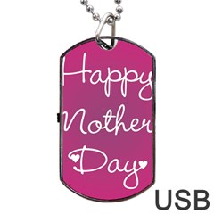 Valentine Happy Mothers Day Pink Heart Love Dog Tag Usb Flash (one Side) by Mariart