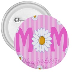 Valentine Happy Mothers Day Pink Heart Love Sunflower Flower 3  Buttons by Mariart