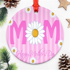 Valentine Happy Mothers Day Pink Heart Love Sunflower Flower Ornament (round)