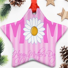 Valentine Happy Mothers Day Pink Heart Love Sunflower Flower Ornament (star)