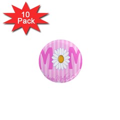 Valentine Happy Mothers Day Pink Heart Love Sunflower Flower 1  Mini Magnet (10 Pack)  by Mariart