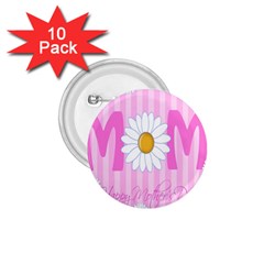 Valentine Happy Mothers Day Pink Heart Love Sunflower Flower 1 75  Buttons (10 Pack)