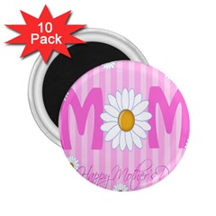 Valentine Happy Mothers Day Pink Heart Love Sunflower Flower 2 25  Magnets (10 Pack) 