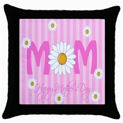 Valentine Happy Mothers Day Pink Heart Love Sunflower Flower Throw Pillow Case (black)