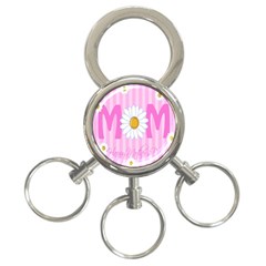 Valentine Happy Mothers Day Pink Heart Love Sunflower Flower 3-ring Key Chains by Mariart