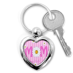 Valentine Happy Mothers Day Pink Heart Love Sunflower Flower Key Chains (heart) 