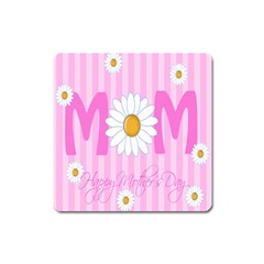 Valentine Happy Mothers Day Pink Heart Love Sunflower Flower Square Magnet by Mariart