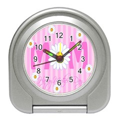 Valentine Happy Mothers Day Pink Heart Love Sunflower Flower Travel Alarm Clocks