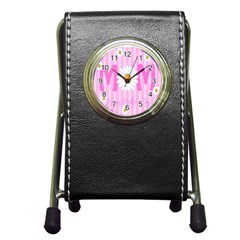 Valentine Happy Mothers Day Pink Heart Love Sunflower Flower Pen Holder Desk Clocks by Mariart