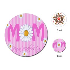 Valentine Happy Mothers Day Pink Heart Love Sunflower Flower Playing Cards (round)  by Mariart