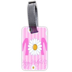 Valentine Happy Mothers Day Pink Heart Love Sunflower Flower Luggage Tags (two Sides) by Mariart