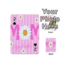 Valentine Happy Mothers Day Pink Heart Love Sunflower Flower Playing Cards 54 (mini) 