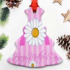 Valentine Happy Mothers Day Pink Heart Love Sunflower Flower Christmas Tree Ornament (two Sides) by Mariart