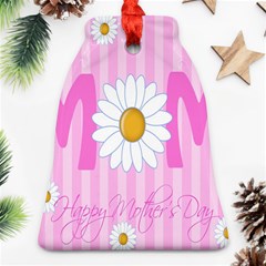 Valentine Happy Mothers Day Pink Heart Love Sunflower Flower Bell Ornament (two Sides)