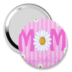 Valentine Happy Mothers Day Pink Heart Love Sunflower Flower 3  Handbag Mirrors by Mariart