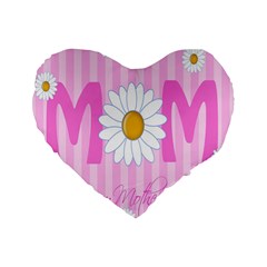 Valentine Happy Mothers Day Pink Heart Love Sunflower Flower Standard 16  Premium Heart Shape Cushions