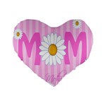 Valentine Happy Mothers Day Pink Heart Love Sunflower Flower Standard 16  Premium Heart Shape Cushions Front