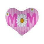 Valentine Happy Mothers Day Pink Heart Love Sunflower Flower Standard 16  Premium Heart Shape Cushions Back