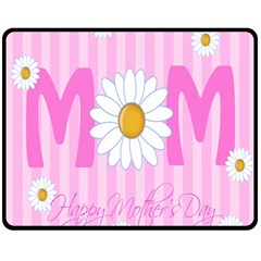 Valentine Happy Mothers Day Pink Heart Love Sunflower Flower Double Sided Fleece Blanket (medium) 