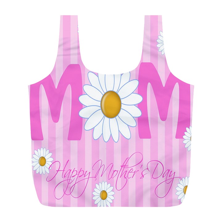 Valentine Happy Mothers Day Pink Heart Love Sunflower Flower Full Print Recycle Bags (L) 