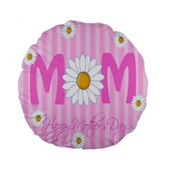 Valentine Happy Mothers Day Pink Heart Love Sunflower Flower Standard 15  Premium Flano Round Cushions by Mariart