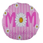 Valentine Happy Mothers Day Pink Heart Love Sunflower Flower Large 18  Premium Flano Round Cushions Front