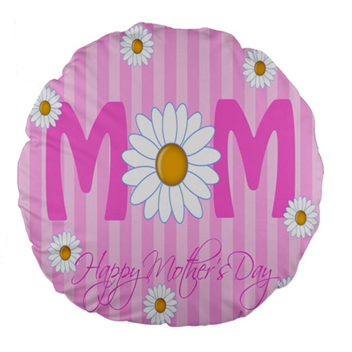 Valentine Happy Mothers Day Pink Heart Love Sunflower Flower Large 18  Premium Flano Round Cushions