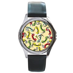 Telephone Cable Green Nyellow Red Blue Round Metal Watch by Mariart