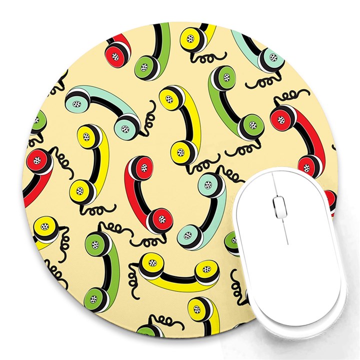 Telephone Cable Green Nyellow Red Blue Round Mousepads