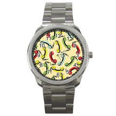 Telephone Cable Green Nyellow Red Blue Sport Metal Watch by Mariart