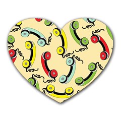 Telephone Cable Green Nyellow Red Blue Heart Mousepads by Mariart