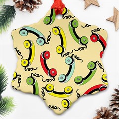 Telephone Cable Green Nyellow Red Blue Ornament (snowflake) by Mariart