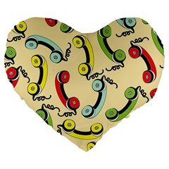 Telephone Cable Green Nyellow Red Blue Large 19  Premium Heart Shape Cushions by Mariart