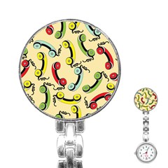 Telephone Cable Green Nyellow Red Blue Stainless Steel Nurses Watch by Mariart