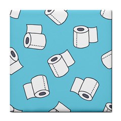 Roller Tissue White Blue Restroom Tile Coasters by Mariart