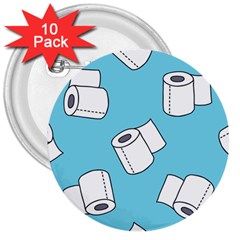 Roller Tissue White Blue Restroom 3  Buttons (10 Pack)  by Mariart