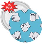 Roller Tissue White Blue Restroom 3  Buttons (10 pack)  Front