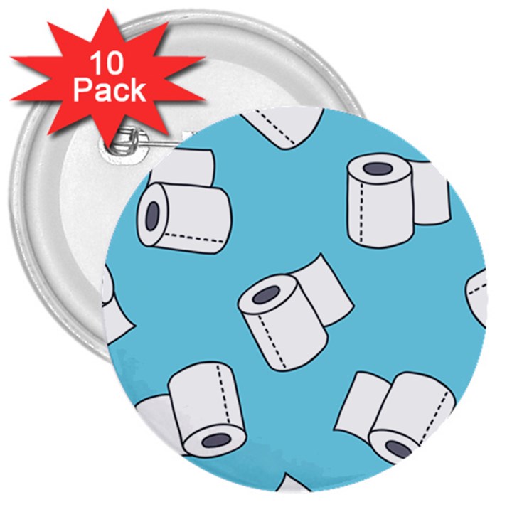 Roller Tissue White Blue Restroom 3  Buttons (10 pack) 