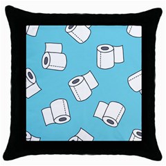 Roller Tissue White Blue Restroom Throw Pillow Case (black) by Mariart