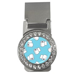 Roller Tissue White Blue Restroom Money Clips (cz)  by Mariart